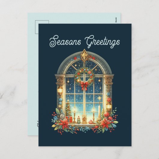 Seizoensgroeten en bericht toevoegen feestdagenkaart (Voorkant / Achterkant)