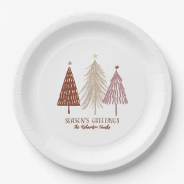 Seizoensgroeten  Festive Kerstbomen Papieren Bordje