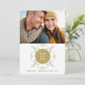 Seizoensgroeten Fijne nieuwjaars goudzegel Foto Feestdagenkaart (Staand voorkant)