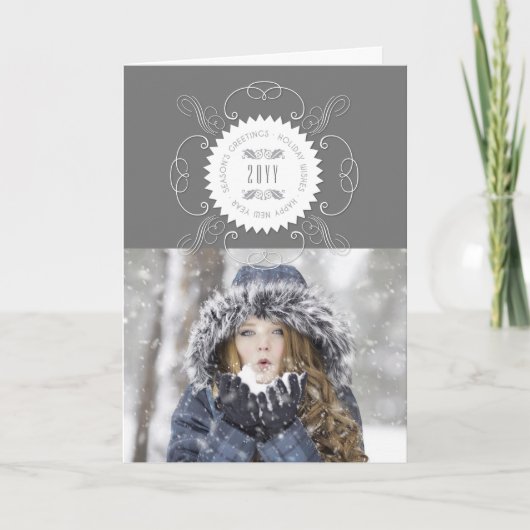 Seizoensgroeten Fijne nieuwjaars zeefoto Feestdagen Kaart (Voorkant)