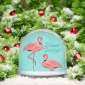 Seizoensgroeten Flamingo's Retro Kerstmis Sneeuwbol (Kerstmis)