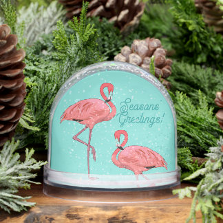 Seizoensgroeten Flamingo's Retro Kerstmis Sneeuwbol