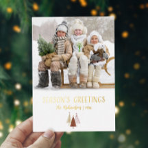 Seizoensgroeten Foto Elegant Goud Schrift Modern
