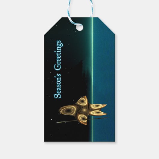 Seizoensgroeten - Fractal Inuit Hunter Cadeaulabel (Voorkant)