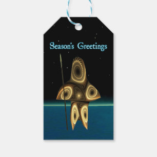 Seizoensgroeten - Fractal Inuit Hunter Cadeaulabel