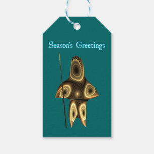 Seizoensgroeten - Fractal Inuit Hunter Cadeaulabel