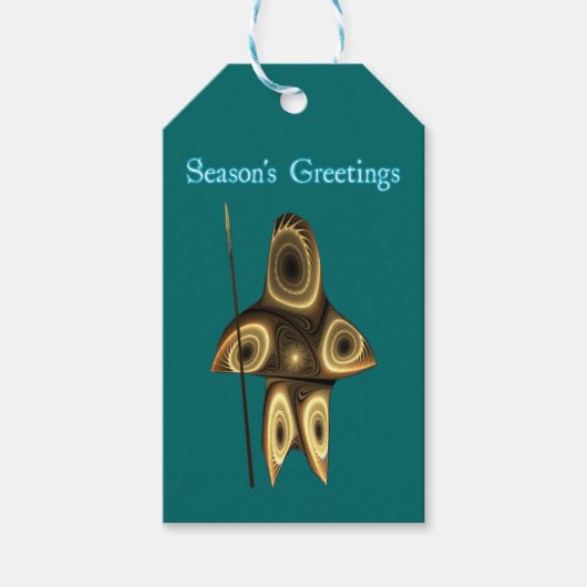 Seizoensgroeten - Fractal Inuit Hunter Cadeaulabel (Voorkant)