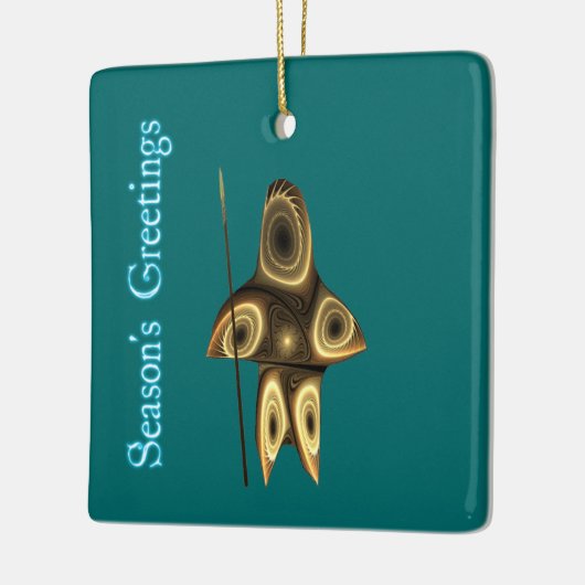 Seizoensgroeten - Fractal Inuit Hunter Keramisch Ornament (Links)