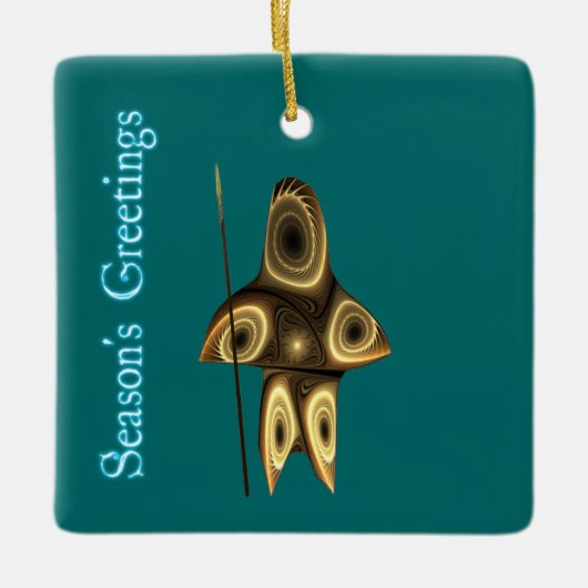 Seizoensgroeten - Fractal Inuit Hunter Keramisch Ornament (Voorkant)