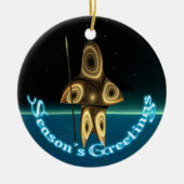 Seizoensgroeten - Fractal Inuit Hunter Keramisch Ornament (Voorkant)