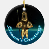 Seizoensgroeten - Fractal Inuit Hunter Keramisch Ornament (Achterkant)