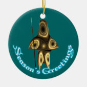 Seizoensgroeten - Fractal Inuit Hunter Keramisch Ornament (Voorkant)