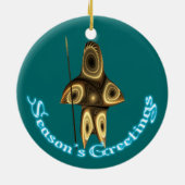 Seizoensgroeten - Fractal Inuit Hunter Keramisch Ornament (Achterkant)