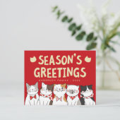 Seizoensgroeten Funny Cute Cats Caroling Feestdagenkaart (Staand voorkant)