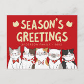 Seizoensgroeten Funny Cute Cats Caroling Feestdagenkaart (Voorkant)