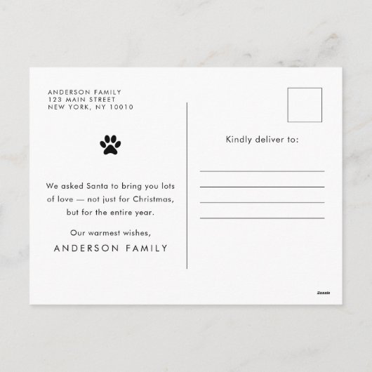 Seizoensgroeten Funny Modern Pet Custom Photo Feestdagenkaart (Achterkant)