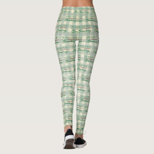 Seizoensgroeten Gingham Kerstmis Leggings (Achterkant)