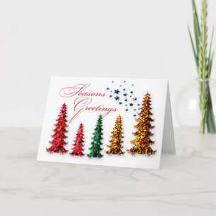 Seizoensgroeten Glitter Kerstbomen Feestdagen Kaart