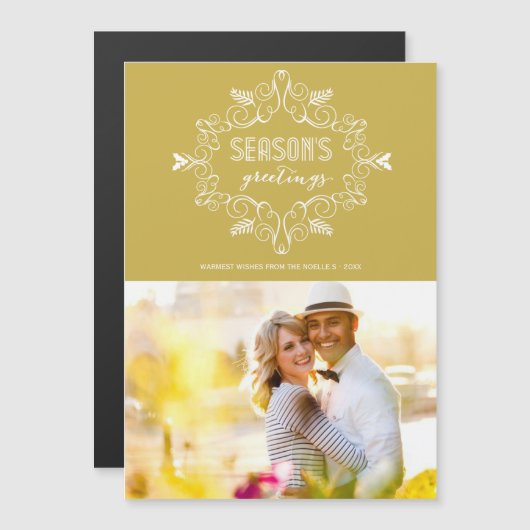 Seizoensgroeten Gold  Deco Foliage Foto (Voorkant / Achterkant)