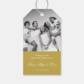 Seizoensgroeten Gold  Deco Foliage Foto Cadeaulabel (Achterkant)