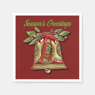Seizoensgroeten Gold Kerstmis Bell Red Napkins Servet