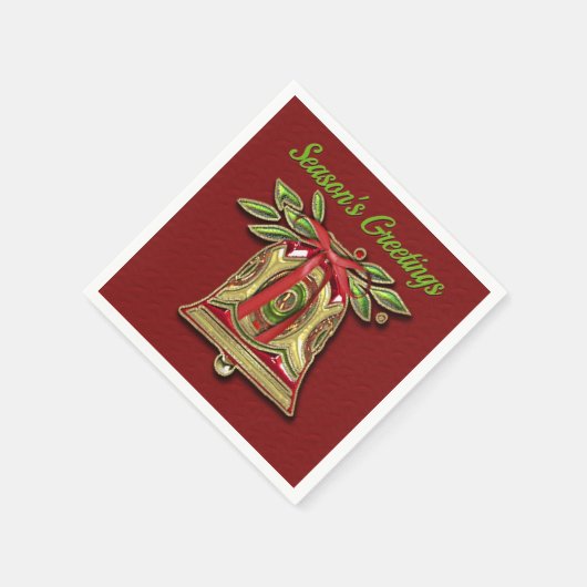 Seizoensgroeten Gold Kerstmis Bell Red Napkins Servet (Hoek)