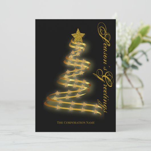 Seizoensgroeten Gold Tree sterren Abstract Feestdagenkaart (Staand voorkant)