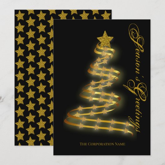Seizoensgroeten Gold Tree sterren Abstract Feestdagenkaart (Voorkant / Achterkant)
