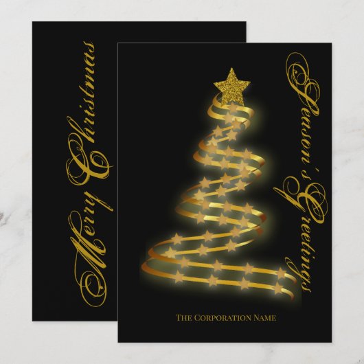 Seizoensgroeten Gold Tree sterren Abstract Feestdagenkaart (Voorkant / Achterkant)