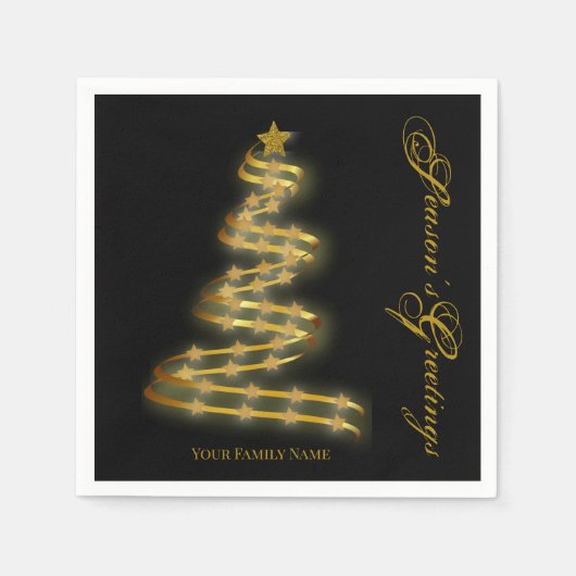 Seizoensgroeten Gold Tree sterren Abstract Servet (Voorkant)