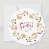 Seizoensgroeten Gouden Bloemenkrans Kerstkaart Kaart (Voorkant)