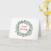 Seizoensgroeten Groene Krans Schilderij Kaart (Gele Bloem)