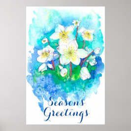 Seizoensgroeten Hellebore kerstbloemen Poster