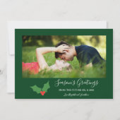 Seizoensgroeten Holly Engaged Couple Photo Feestdagenkaart (Voorkant)