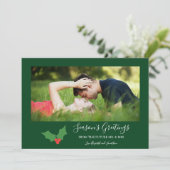 Seizoensgroeten Holly Engaged Couple Photo Feestdagenkaart (Staand voorkant)