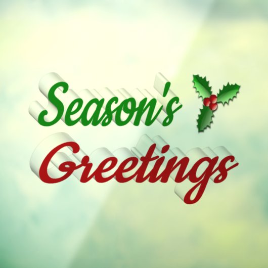 Seizoensgroeten Hulst rode groene script Kerstmis Raamsticker (Vel 3)
