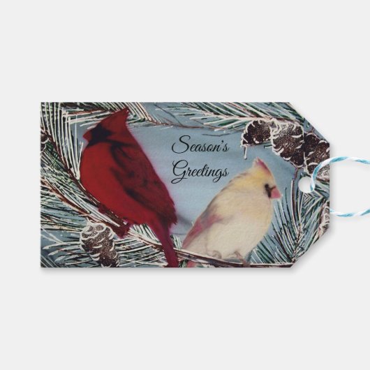 Seizoensgroeten Kardinalen Cadeaulabel (Voorkant (Horizontaal))