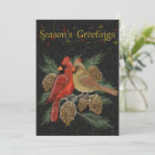 Seizoensgroeten Kardinalen Plat Kerstkaart (Staand voorkant)