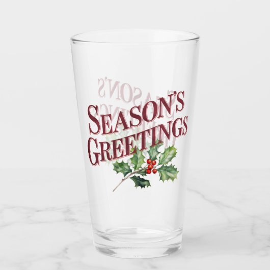 Seizoensgroeten Kerst Typografie Glas (Voorkant)