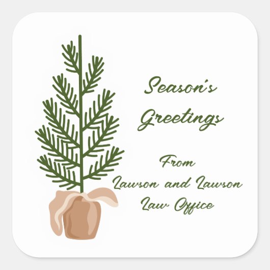 Seizoensgroeten kerstboom vierkante sticker (Voorkant)