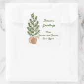 Seizoensgroeten kerstboom vierkante sticker (Tas)
