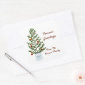Seizoensgroeten kerstboom vierkante sticker (Envelop)