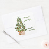Seizoensgroeten kerstboom vierkante sticker (Envelop)