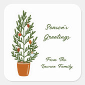 Seizoensgroeten kerstboom vierkante sticker (Voorkant)