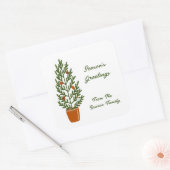 Seizoensgroeten kerstboom vierkante sticker (Envelop)