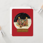 Seizoensgroeten Kerstboom Worm Sneeuwbol Kaart (Voorkant / Achterkant in situ)