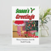 Seizoensgroeten Kerstmis foto typografie Feestdagenkaart (Staand voorkant)