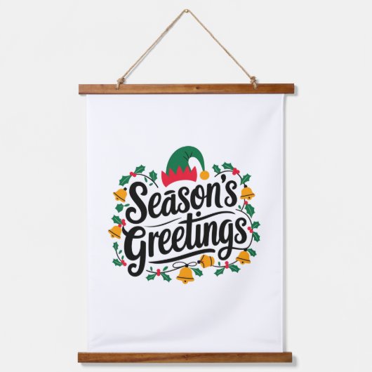 Seizoensgroeten Kerstmis Hangend Wandkleed (Voorkant)