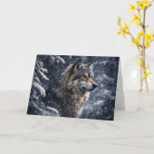 Seizoensgroeten Kerstmis Mooie Wolf Kaart (Gele Bloem)