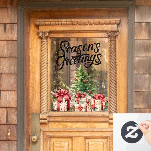 Seizoensgroeten Kerstmis Raamsticker (Huis Deur)